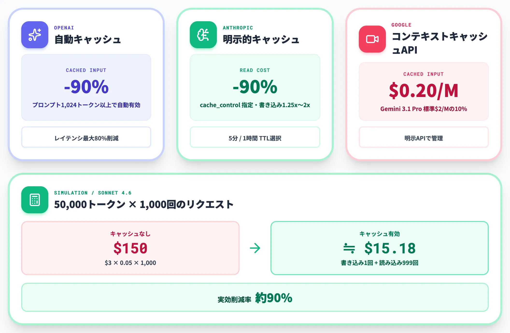 Prompt Cachingで実効単価を最大90%削減