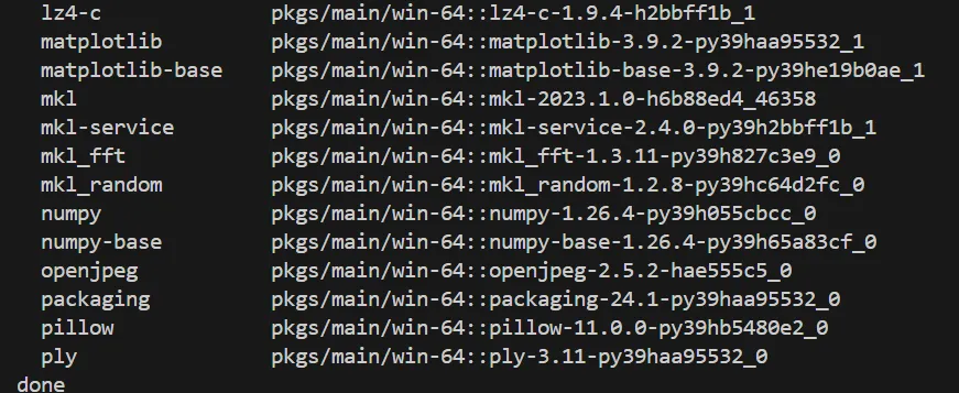 matplotlibのインストール終了