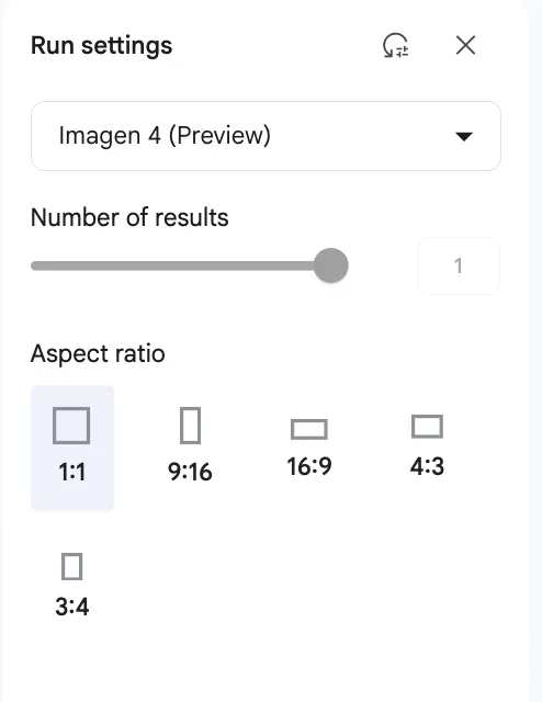 モデルとアスペクト比率の選択