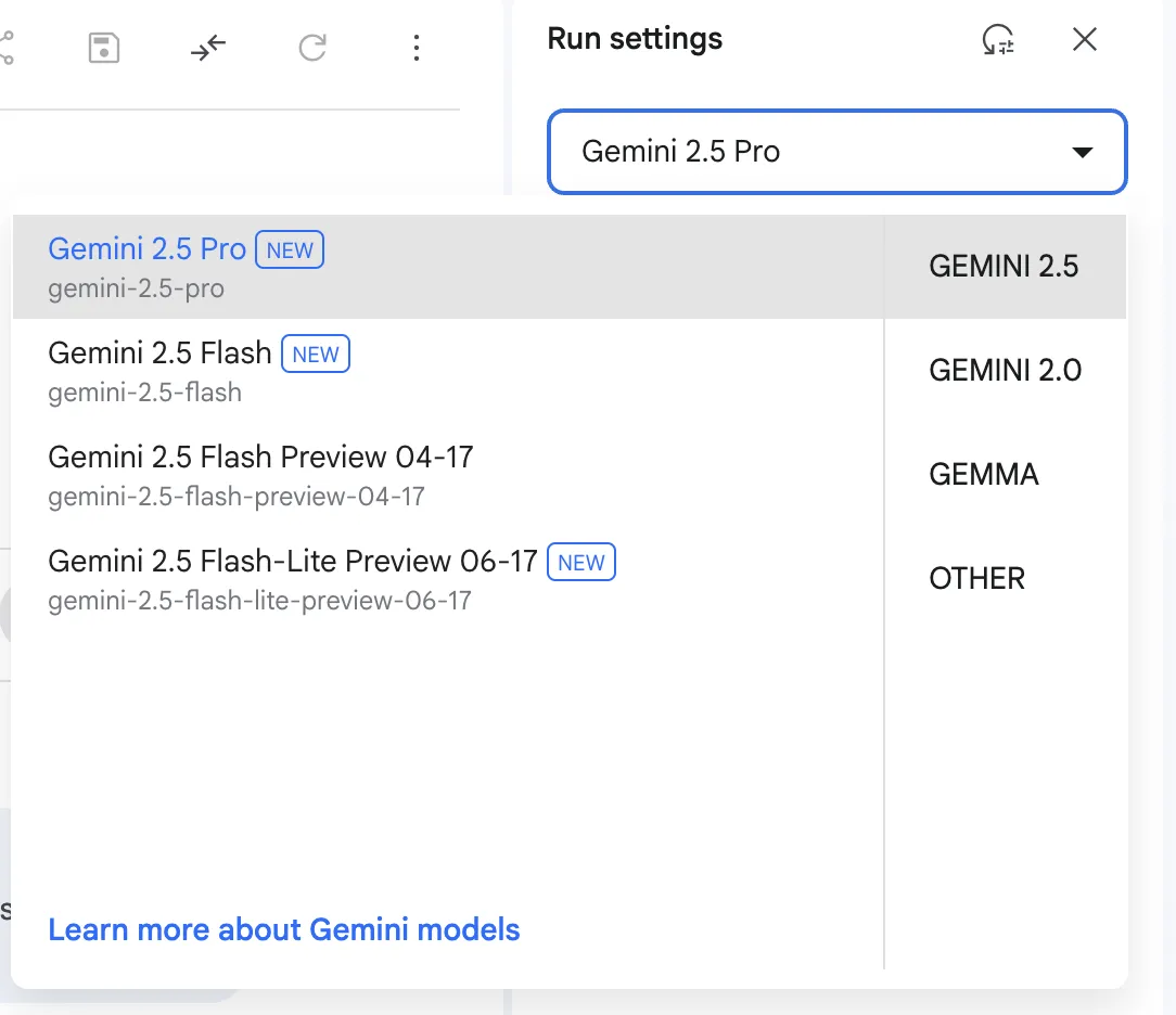 モデル設定パネル