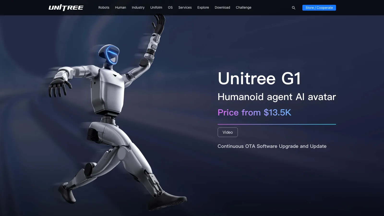 Unitree G1製品ページ