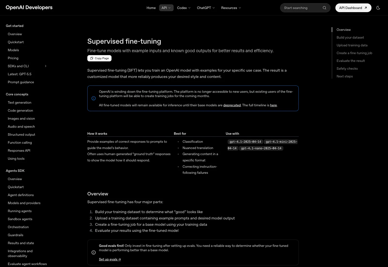OpenAI Developers公式のSupervised fine-tuningドキュメント