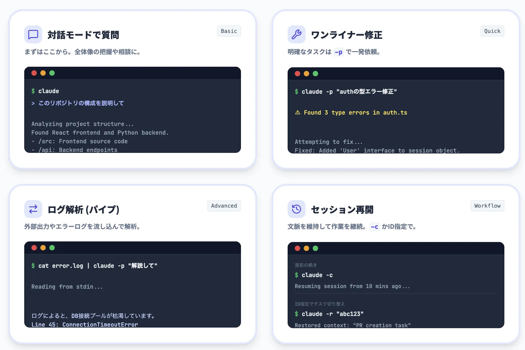 Claude Codeの基本コマンド