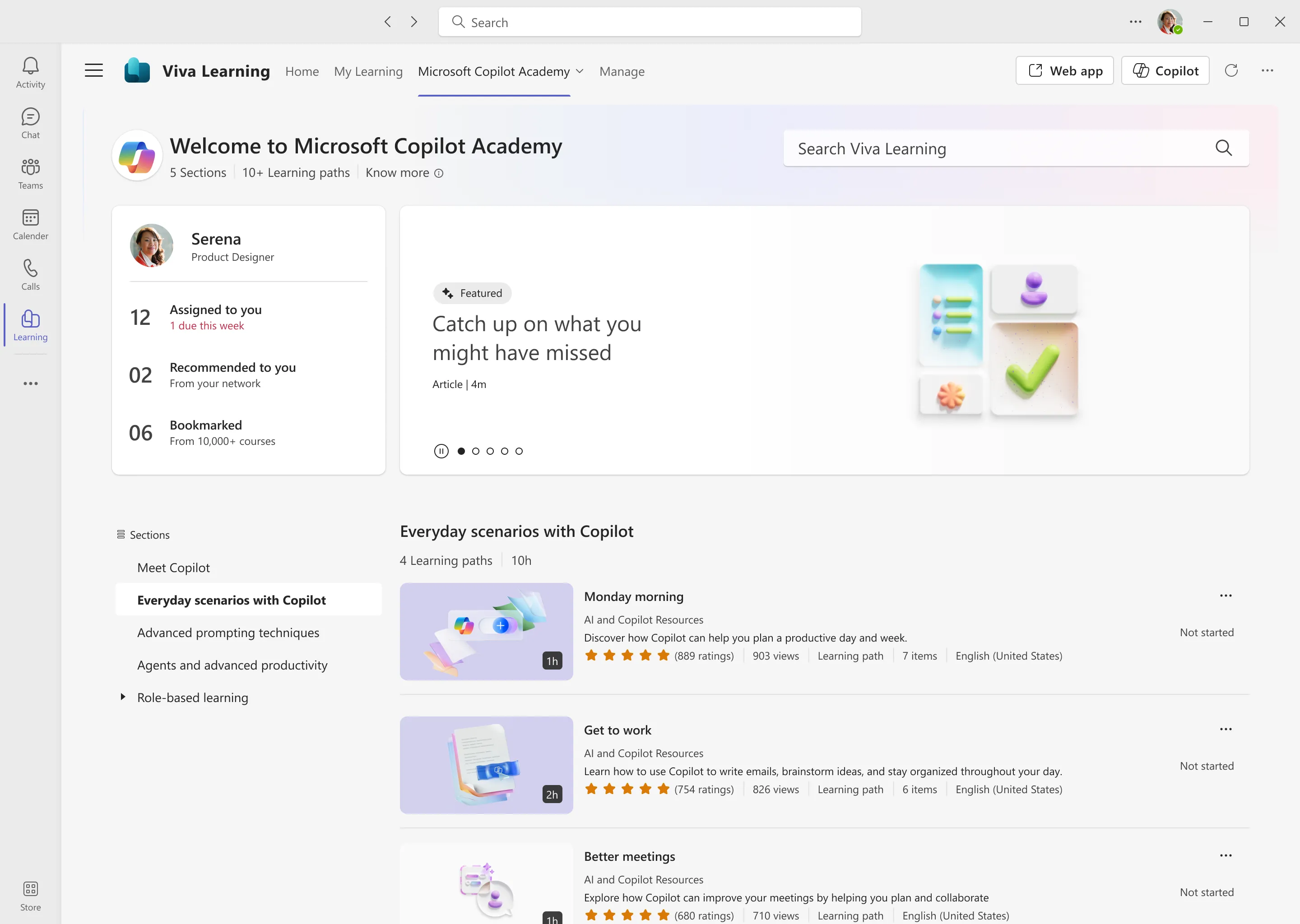 Microsoft Copilot Academyのホーム画面