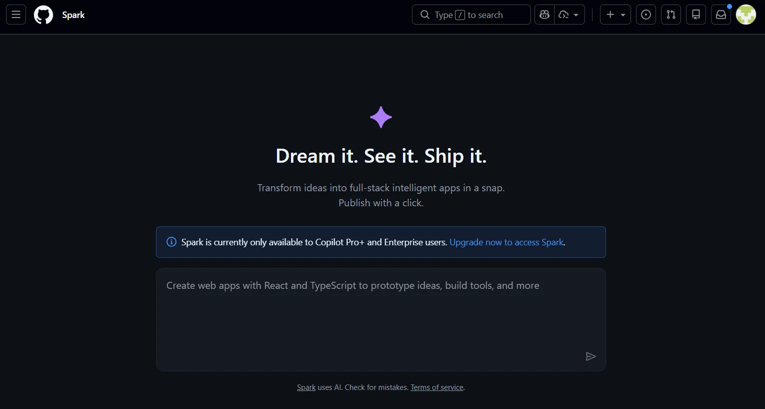 Sparkトップ画面