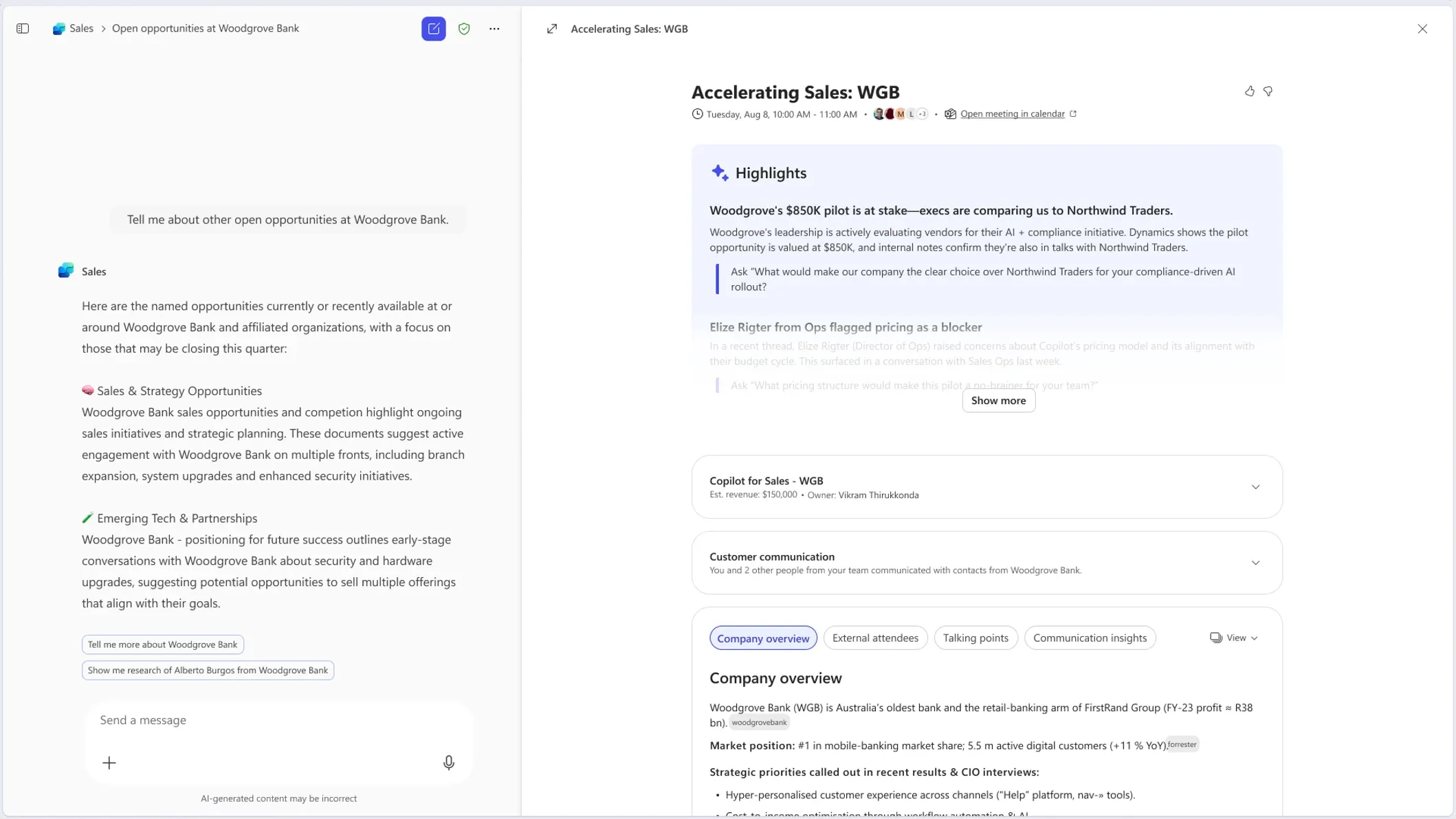 Sales Agent in Microsoft 365 Copilotのスクリーンショット