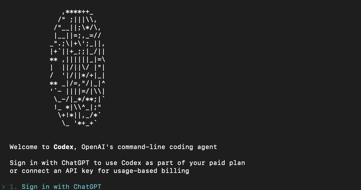 Codex CLIの初期画面