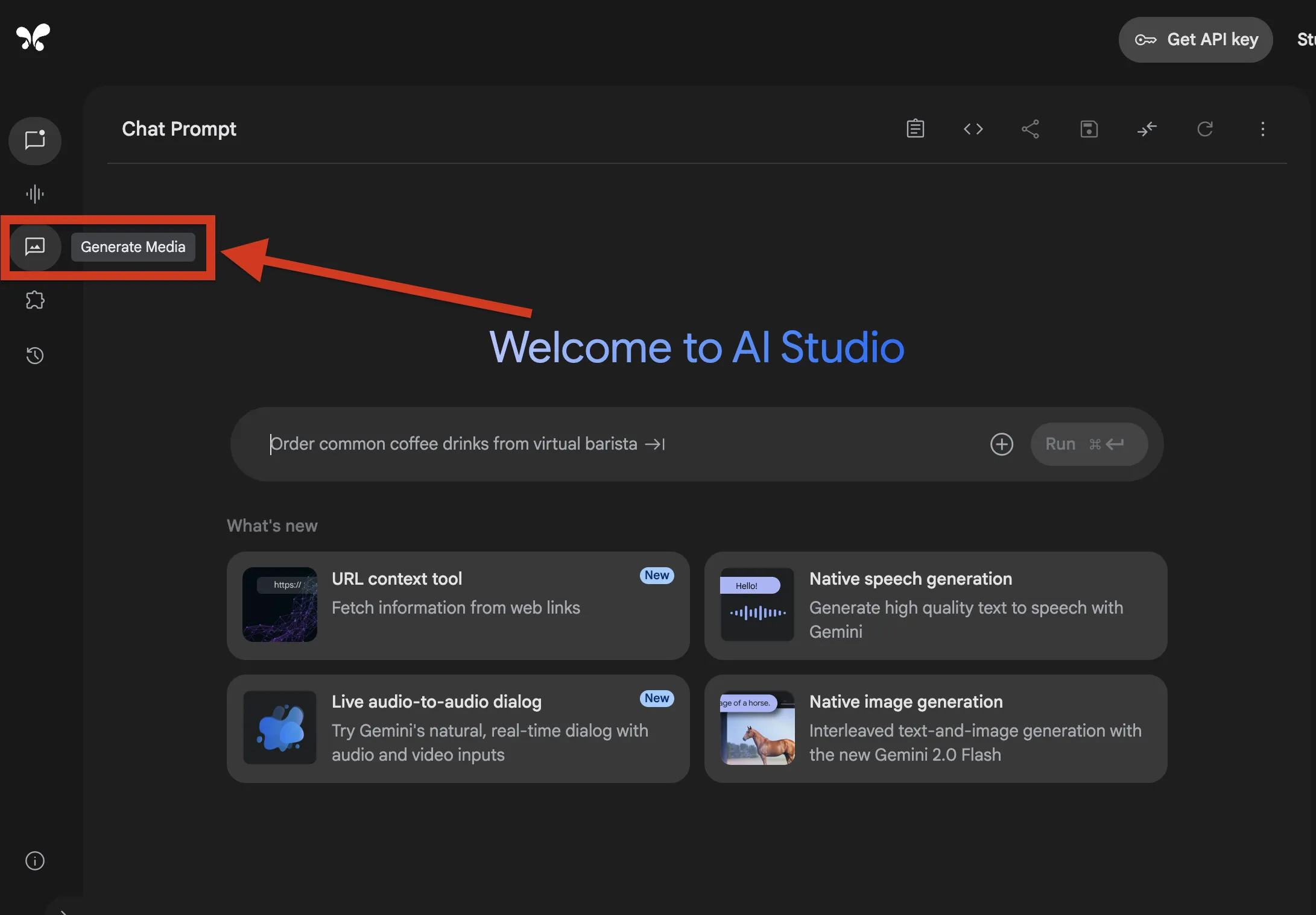 Google AI Studioのトップ画面