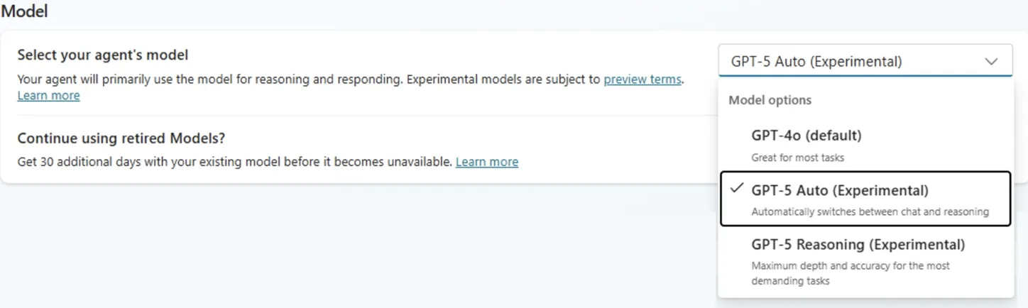 Copilot StudioでのGPT-5