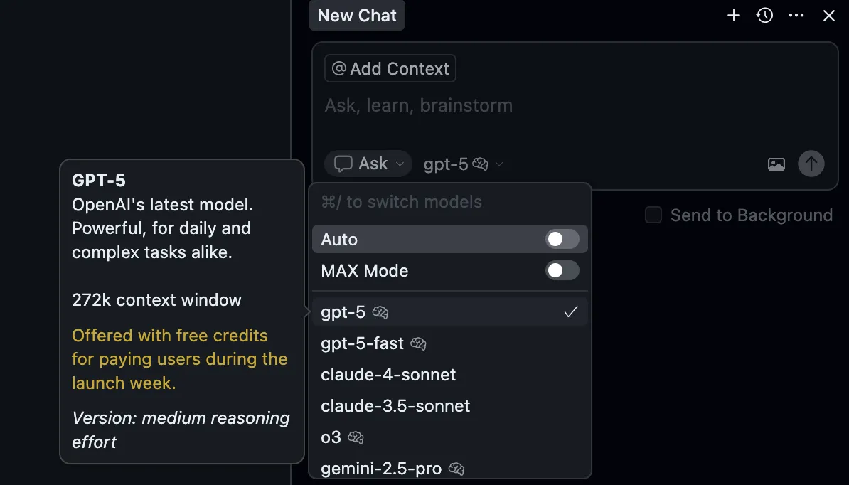 CusorでのGPT-5利用