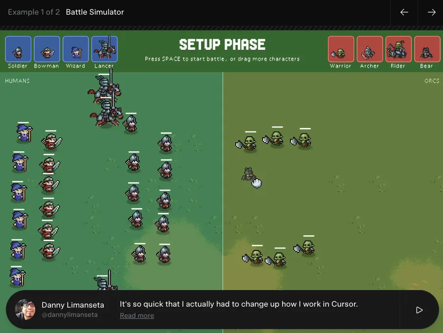 Grok Code Fastで生成された「バトルシミュレーター」の例