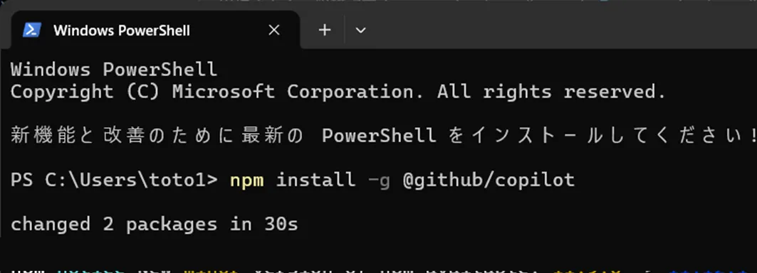 npm install実行