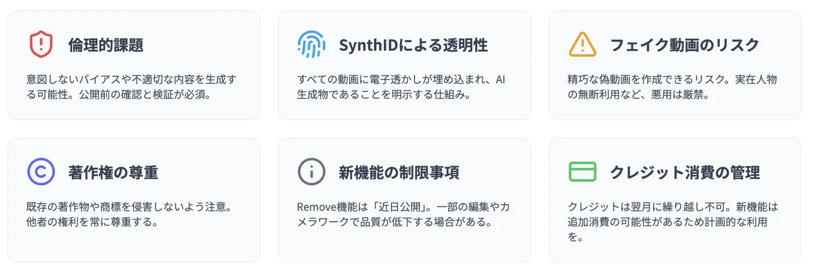 Veo 3.1を利用する上での注意点