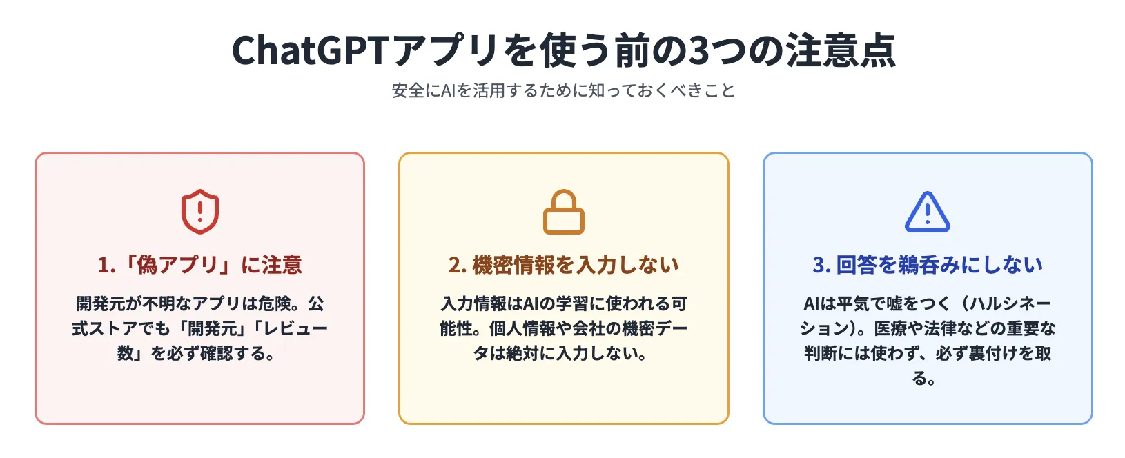 ChatGPTアプリを使う前に知っておきたい3つの注意点