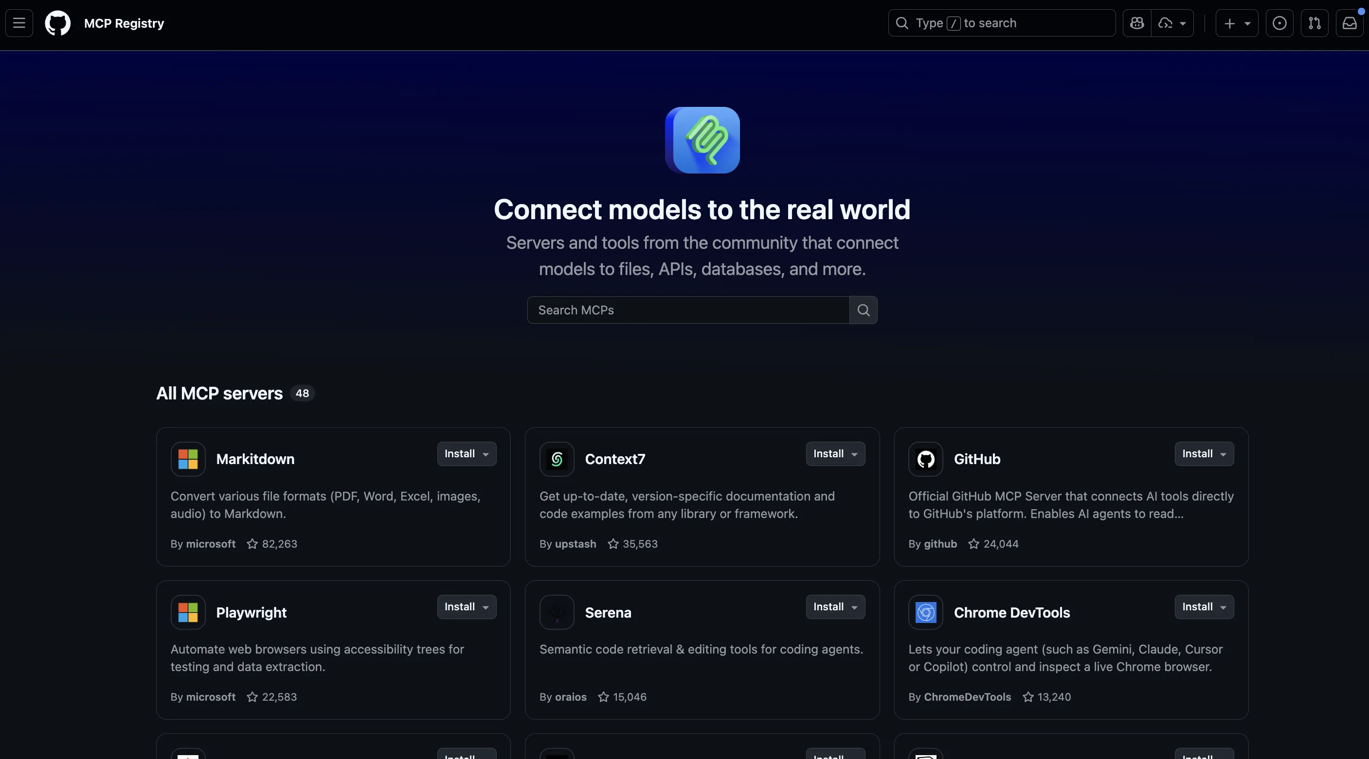 GitHub MCP Registry