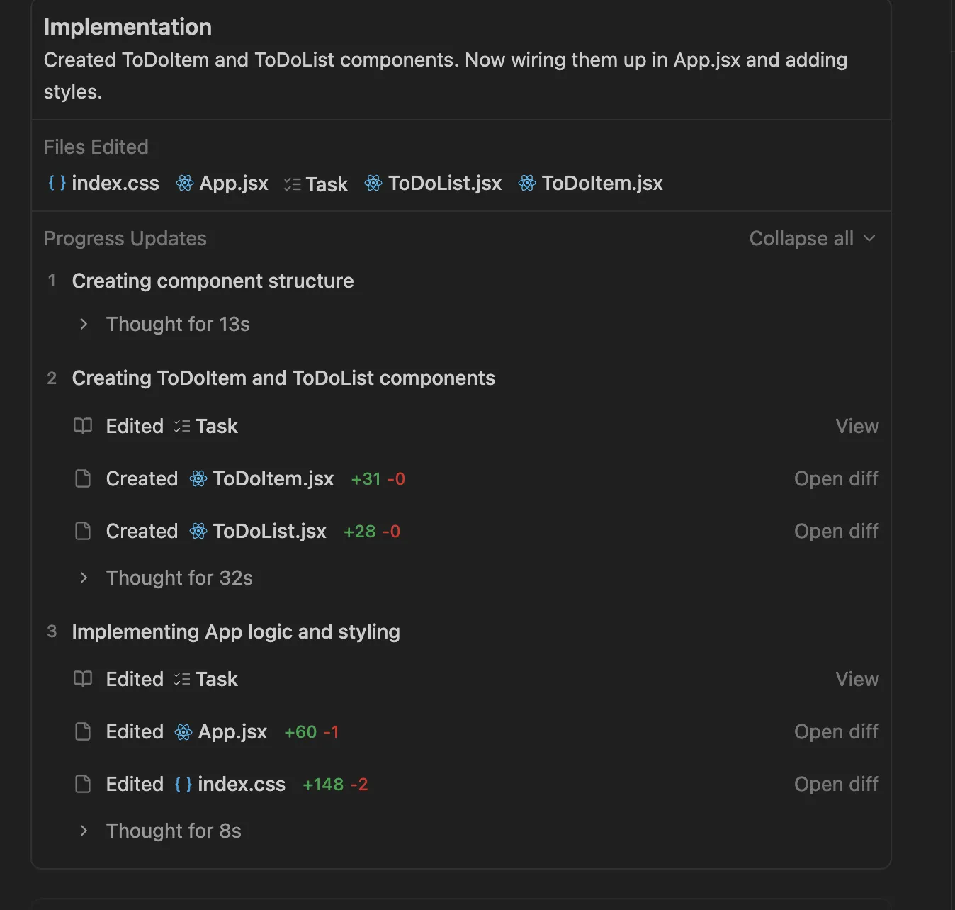サブタスクの表示