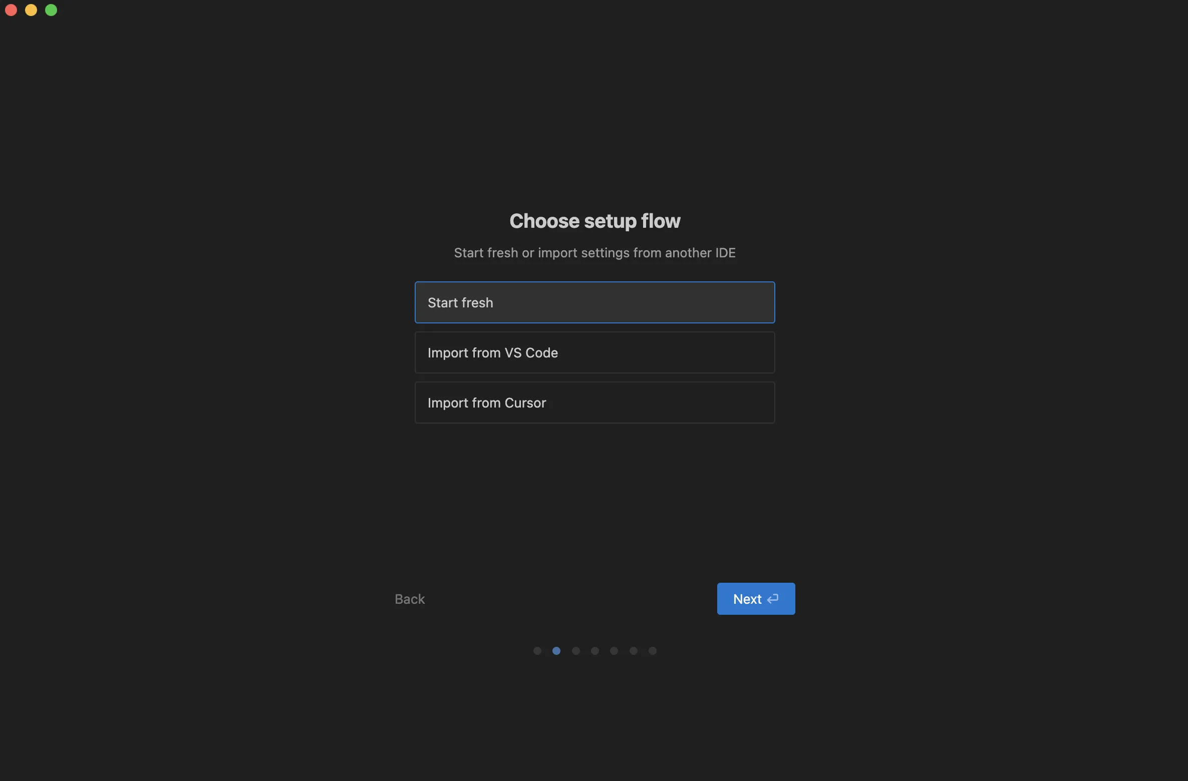 セットアップフローの選択
