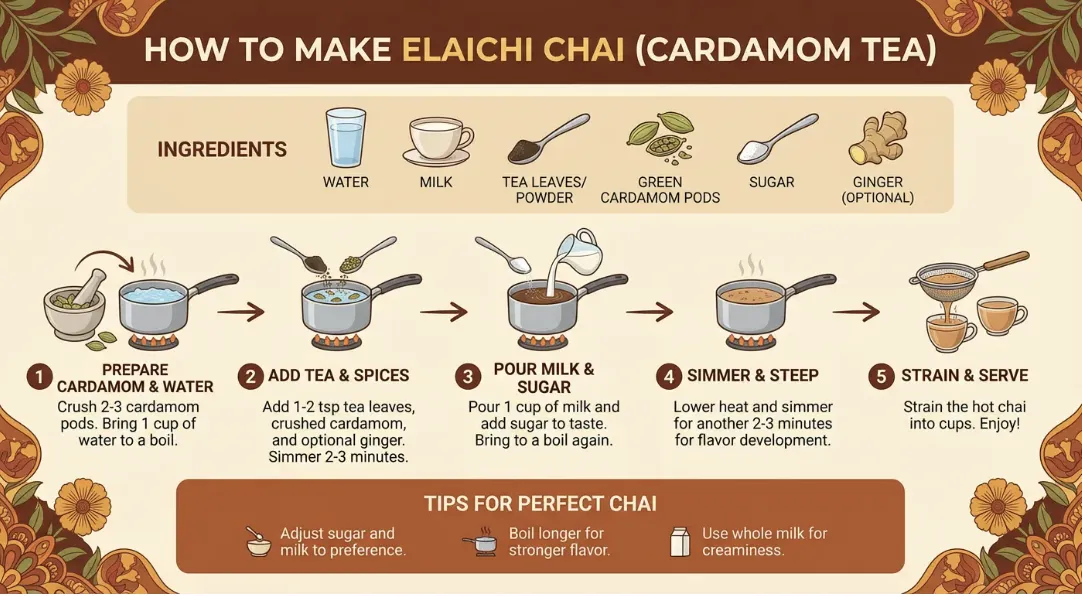 エライチチャイの作り方を示すインフォグラフィック