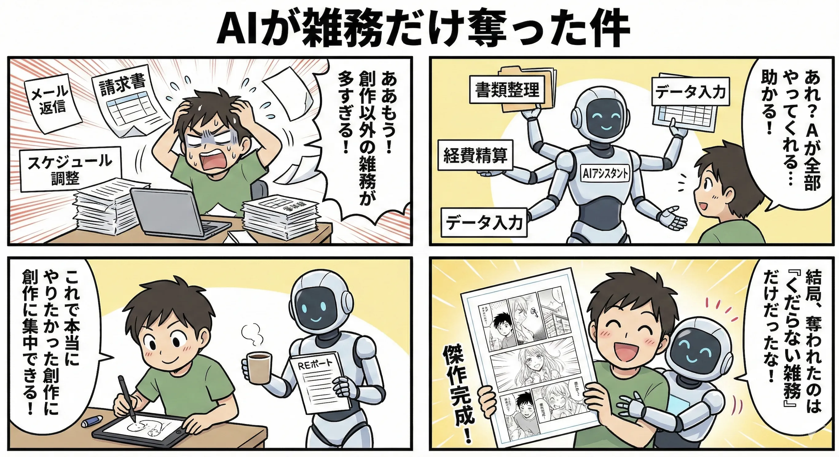 生成された4コマ漫画