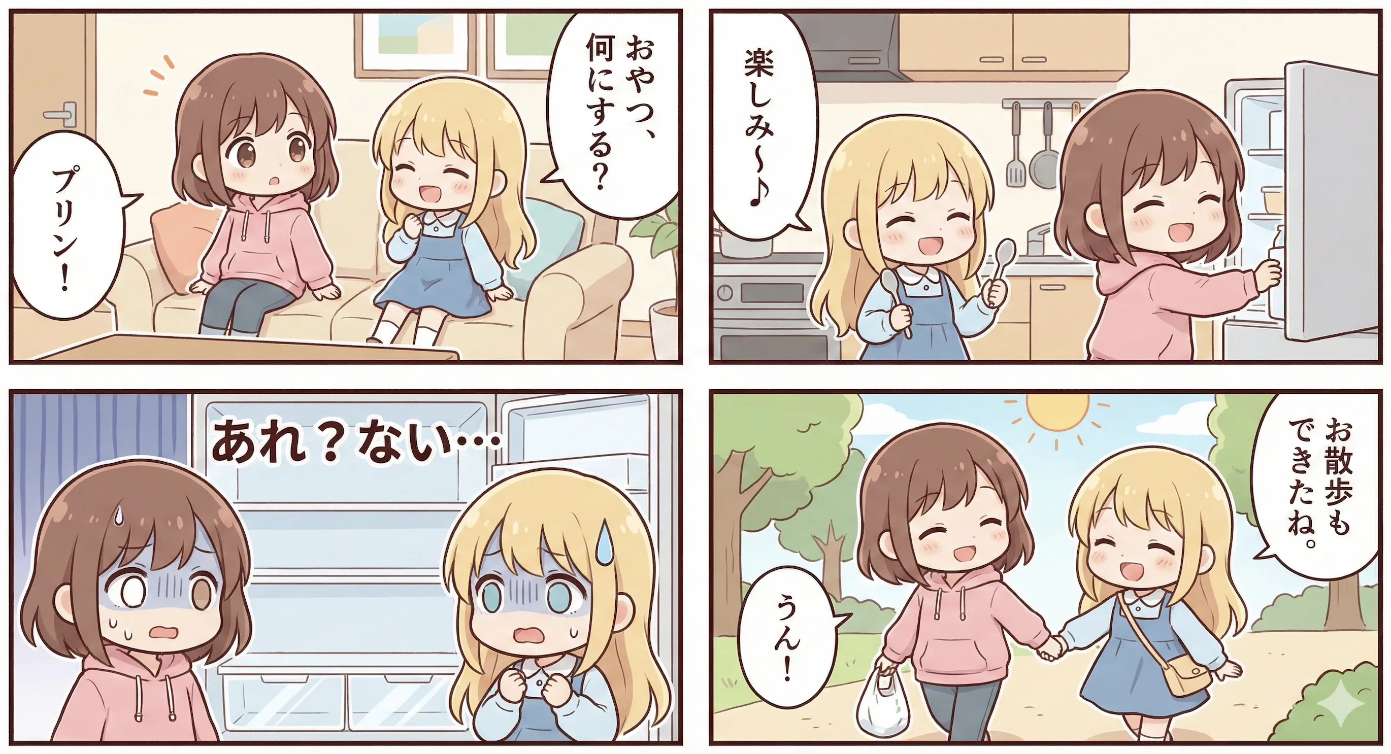 4コマ漫画の生成画像