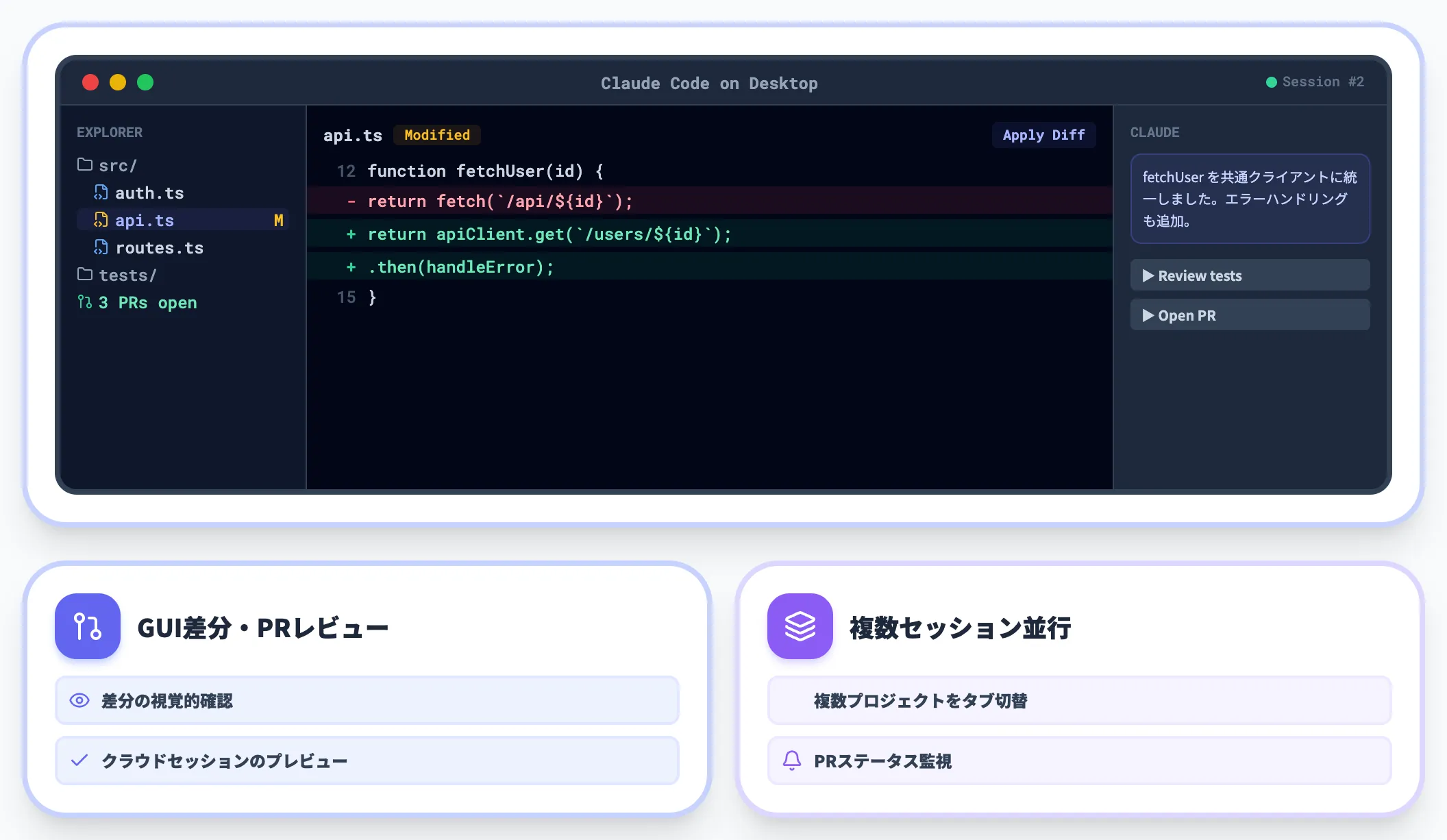 Claude Code on Desktop コード特化セッション