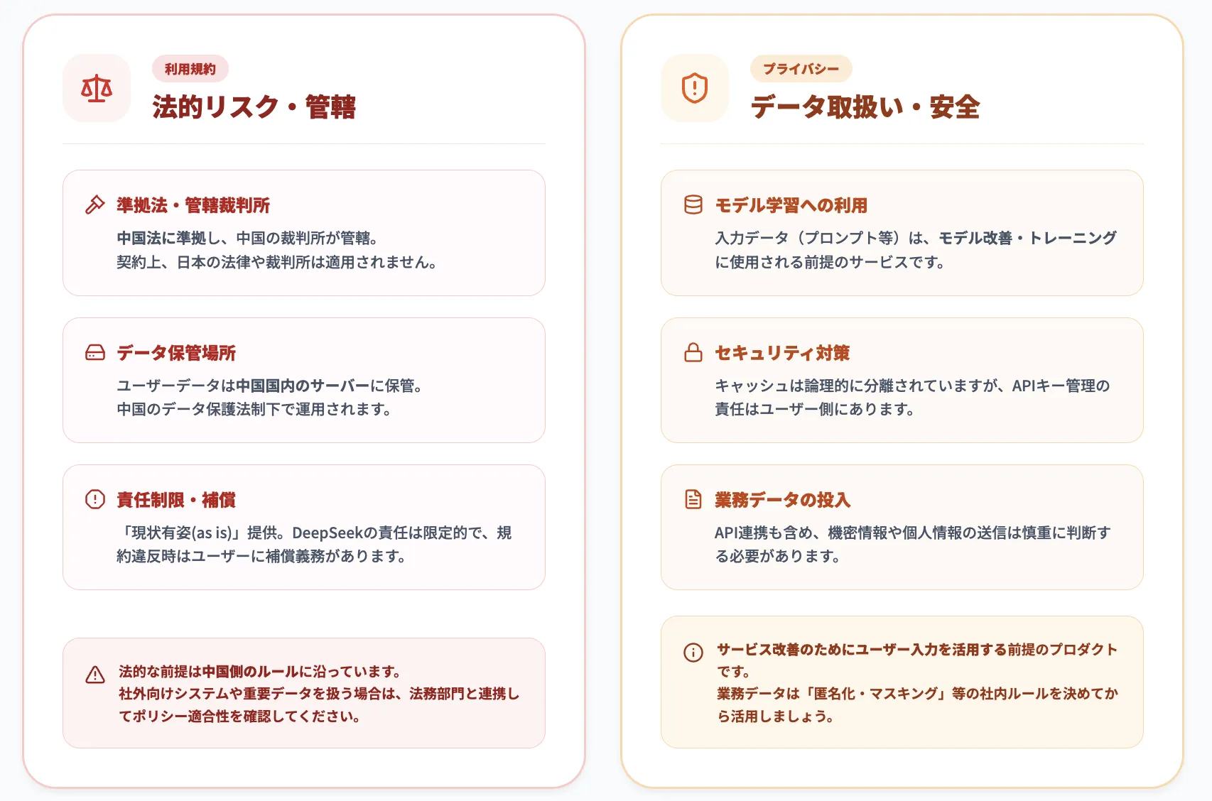 DeepSeek V3.2 利用時の注意点