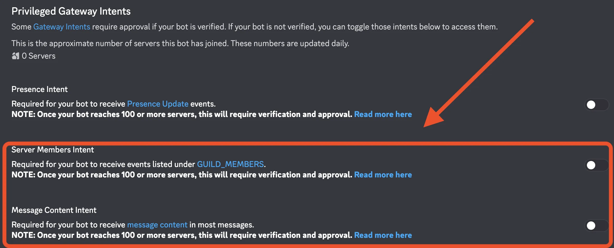 Privileged Gateway Intentsを有効化