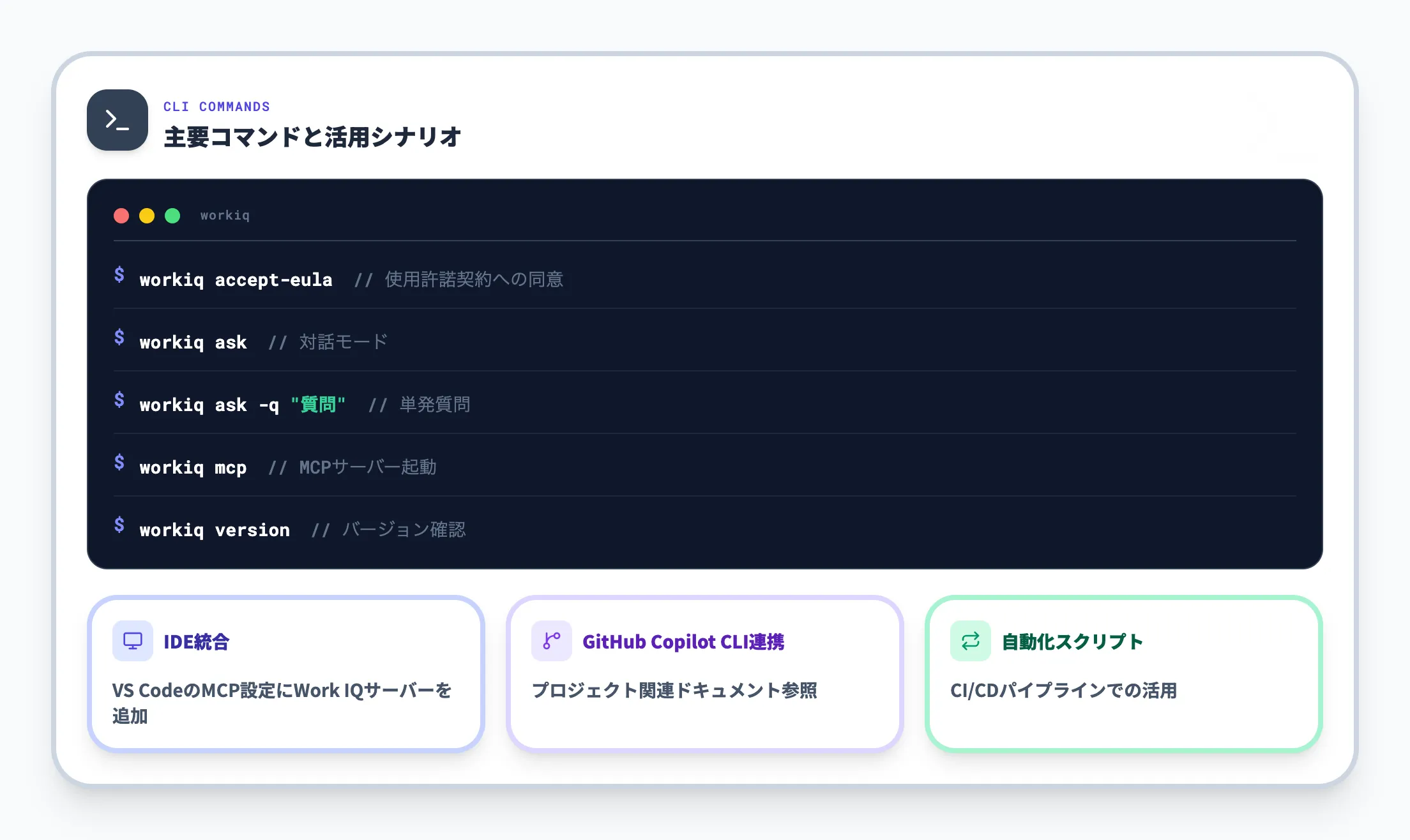 主要コマンドと活用シナリオ