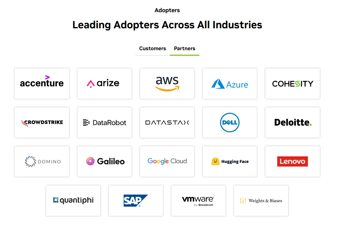 NVIDIA NeMoのAdopters一覧
