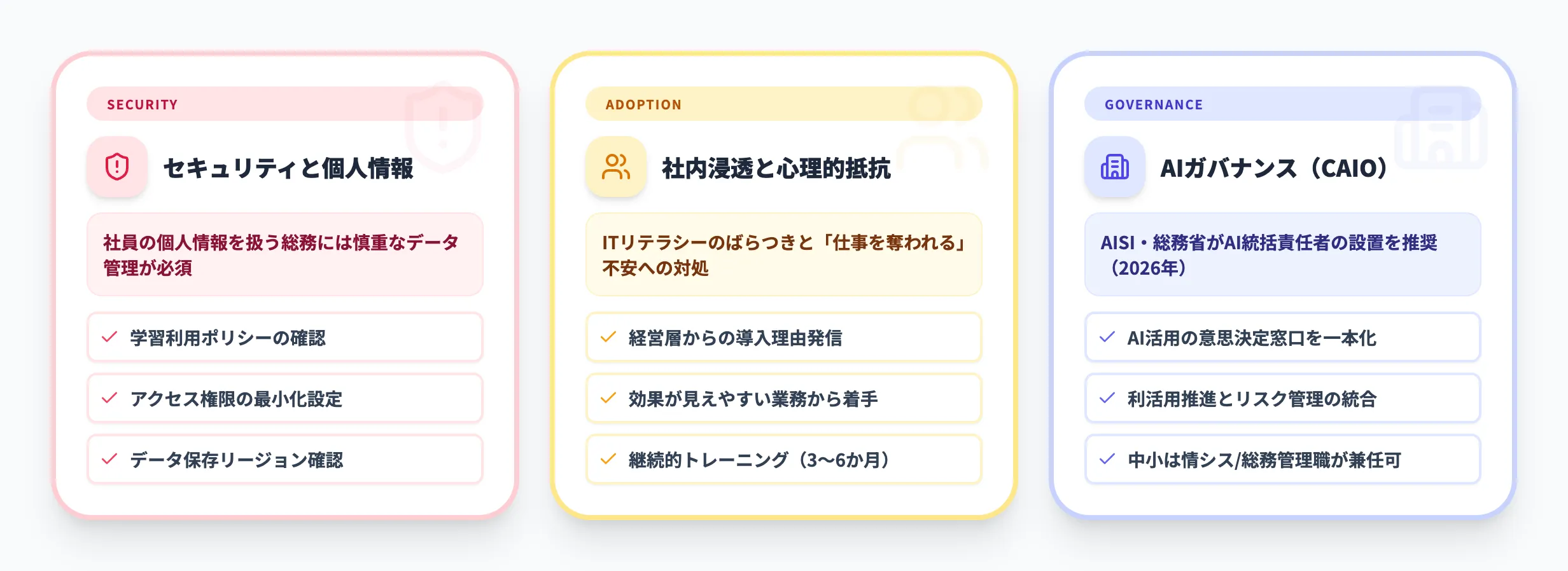 総務AI導入の注意点とリスク対策