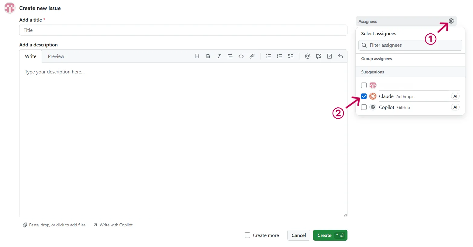 IssueのAssigneeにClaudeを割り当て