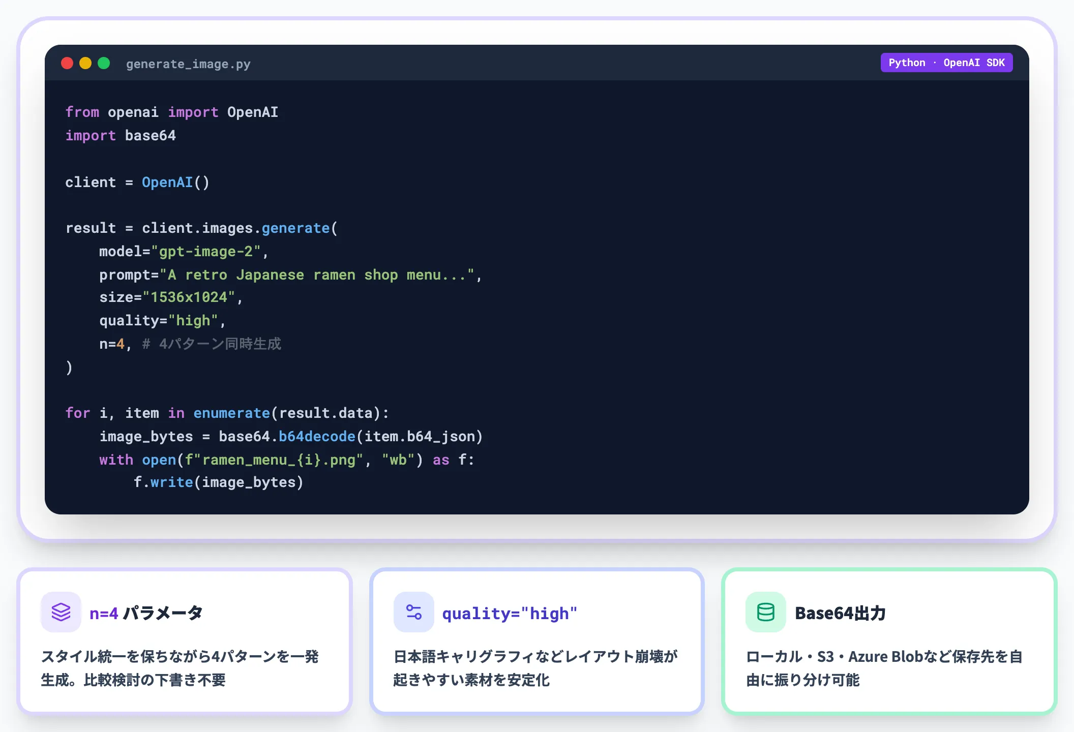 API（モデルID: gpt-image-2）で使う