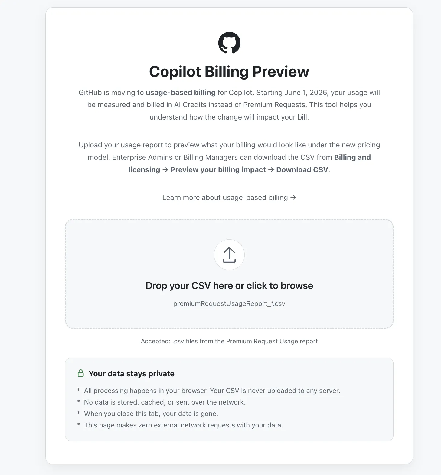 Copilot Billing Preview