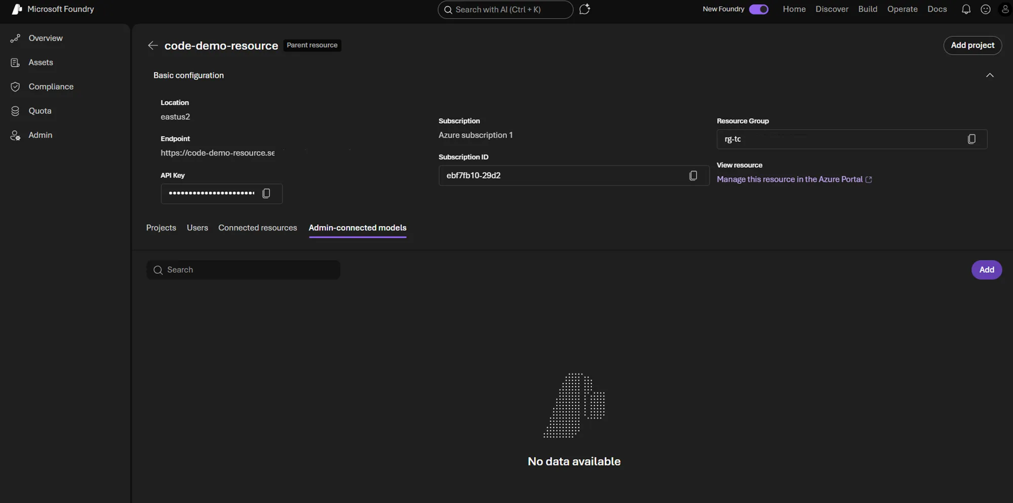 Admin-connected models → Add