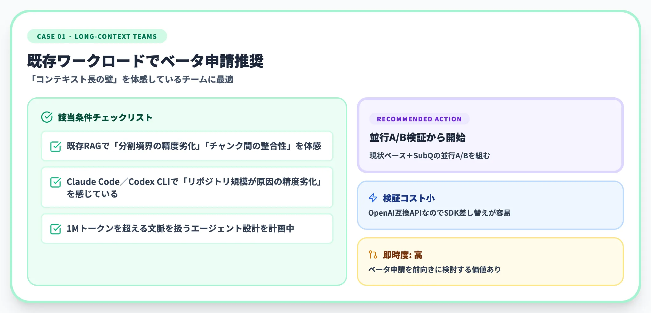 ケース1：長文ワークロードを既に扱っている開発チーム