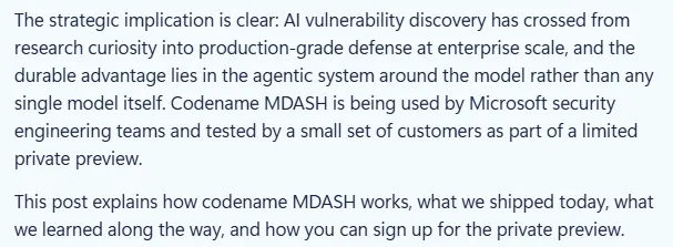MDASHのlimited private preview案内