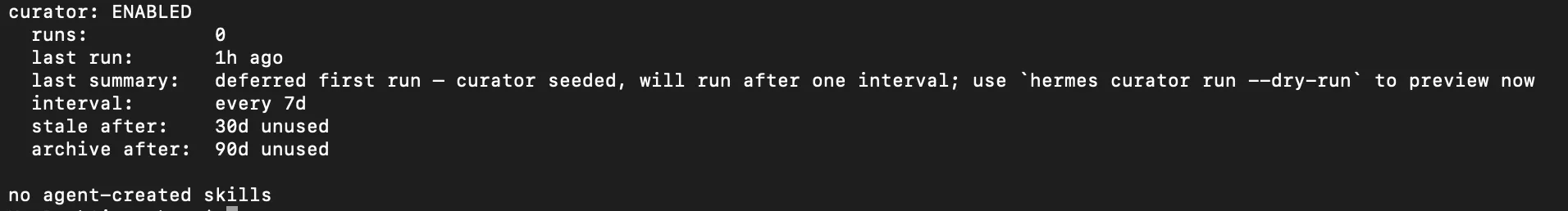 hermes curator status