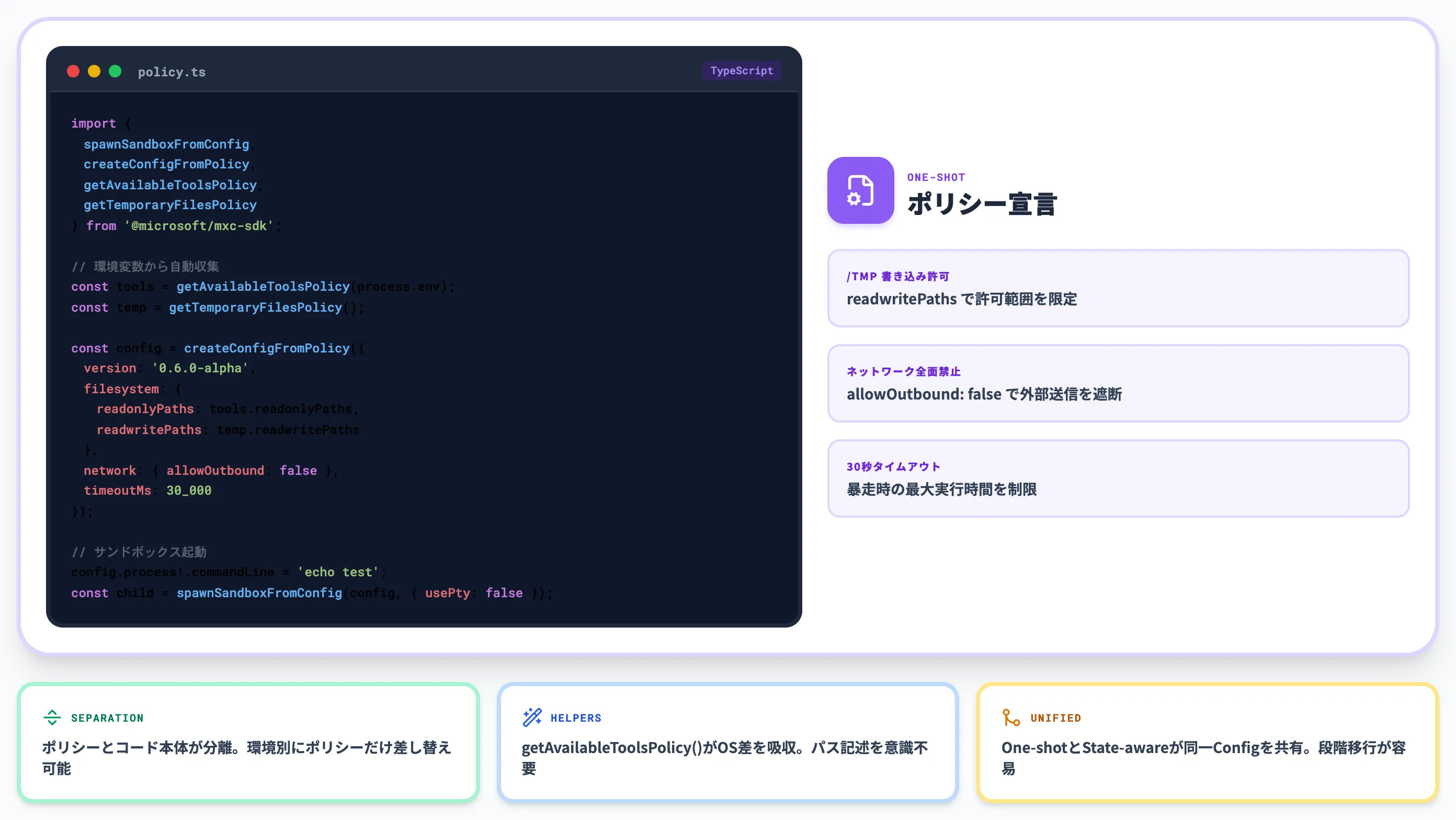 TypeScript SDKでのポリシー宣言例