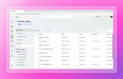 Rayfin製アプリのデータがOneLake catalogに登録された状態