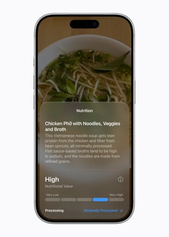 iPhone Camera の Siri モード(料理の栄養情報)