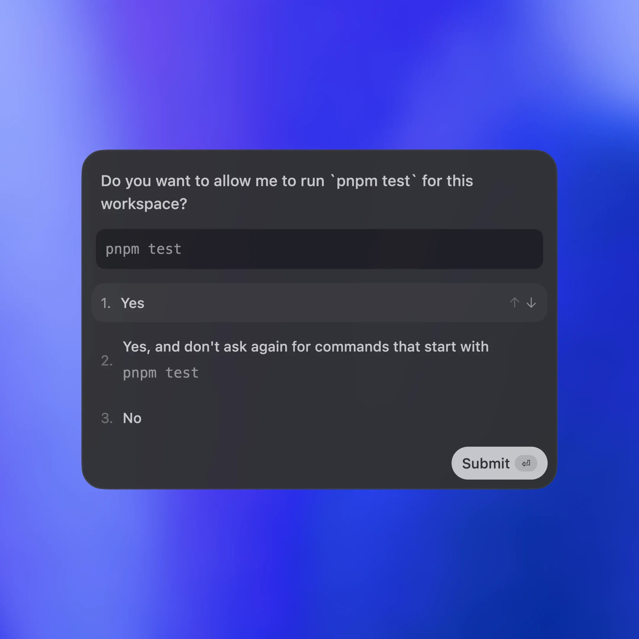 VS CodeのCodex拡張が表示する承認プロンプトの例