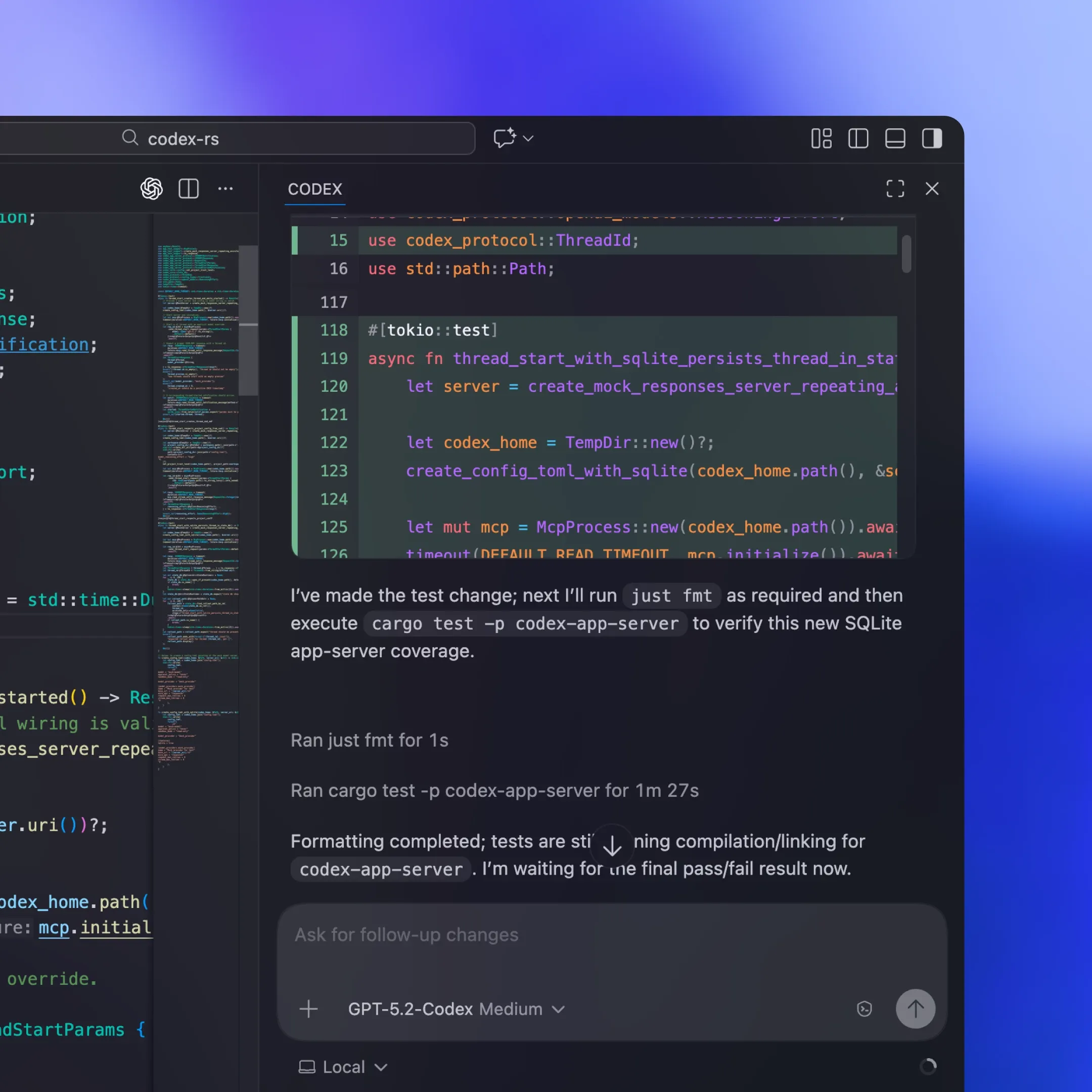 VS Code拡張から動くCodex App Serverの連携画面