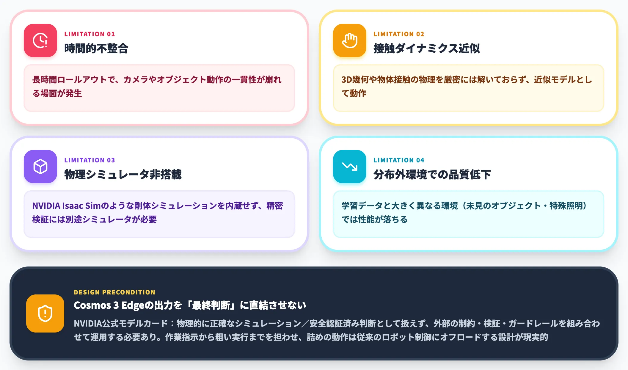 モデル本体の制限事項