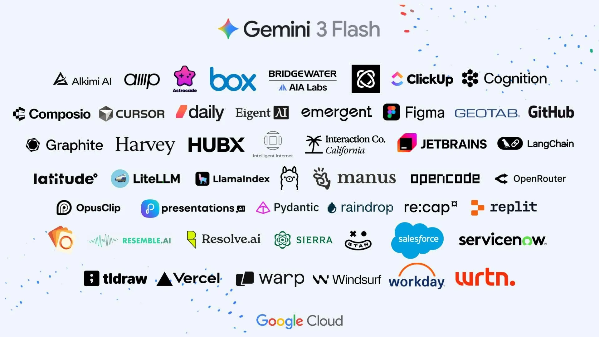 Gemini 3 Flash系列採用企業ロゴ集