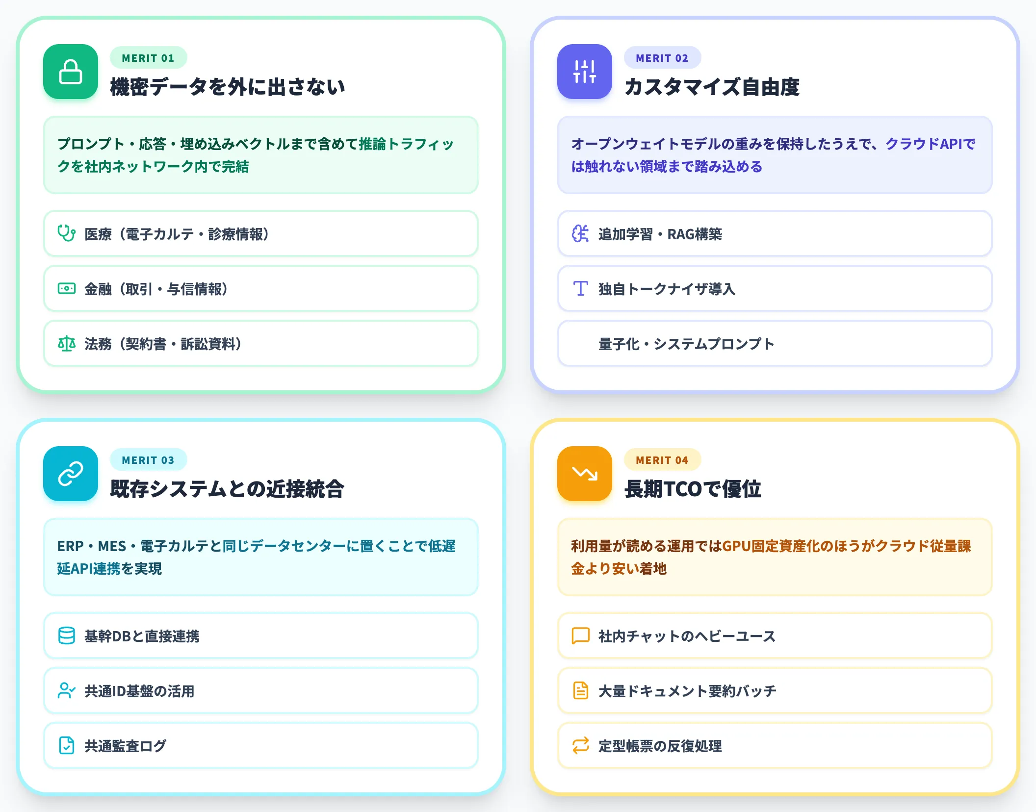 オンプレミス生成AI 4つのメリット