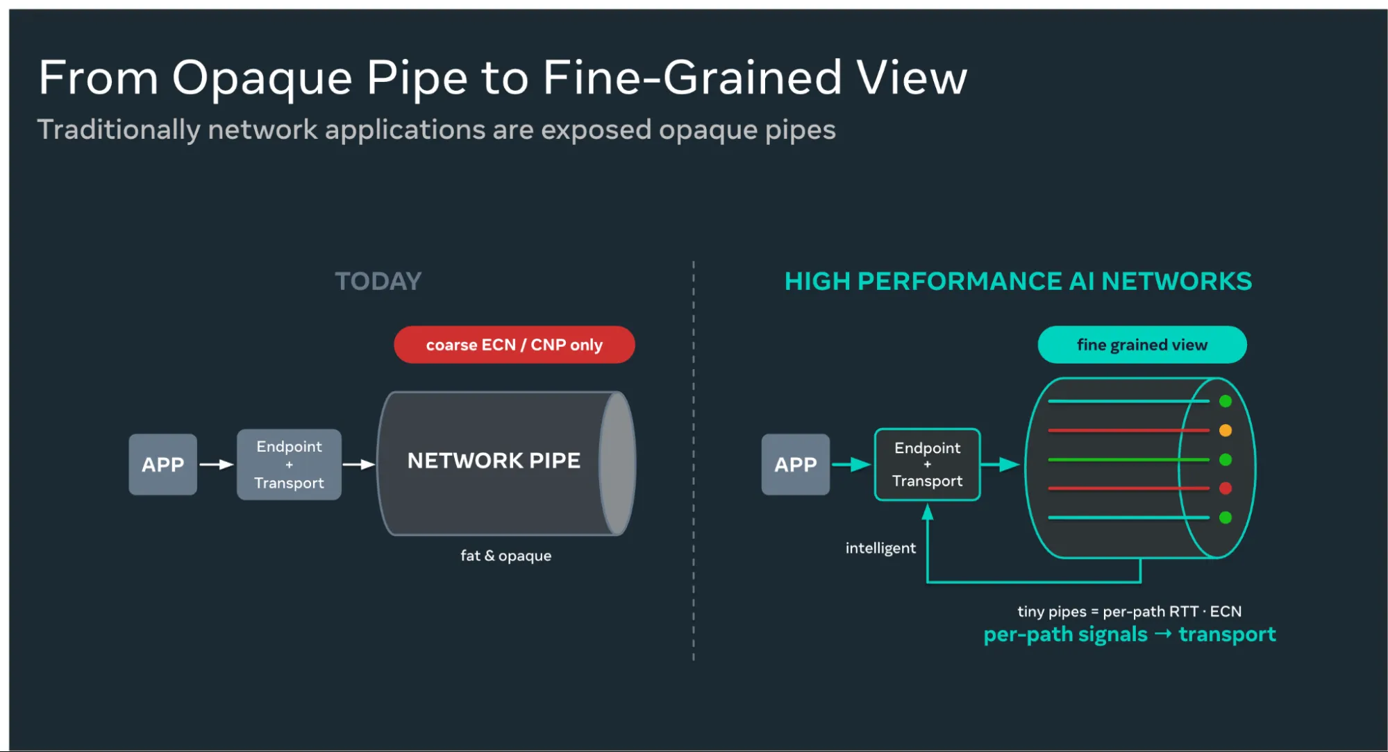 MetaRoCE Opaque PipeとFine-Grained Viewの対比