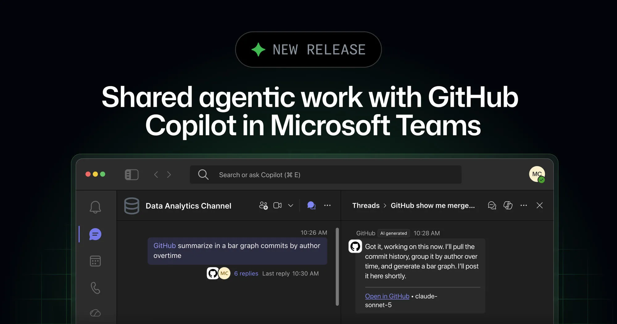 GitHub Copilot in Microsoft Teamsのパブリックプレビュー公式キービジュアル