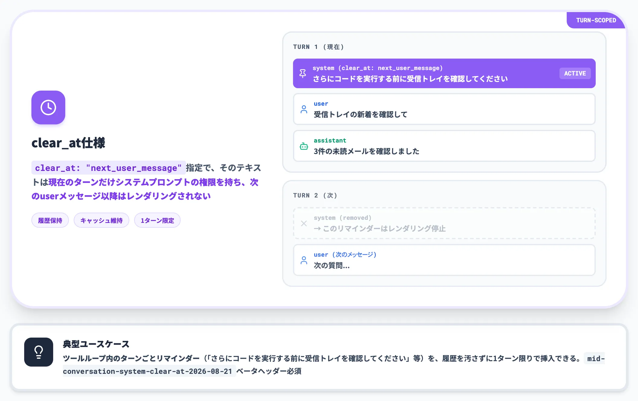 ターンスコープのシステムメッセージ