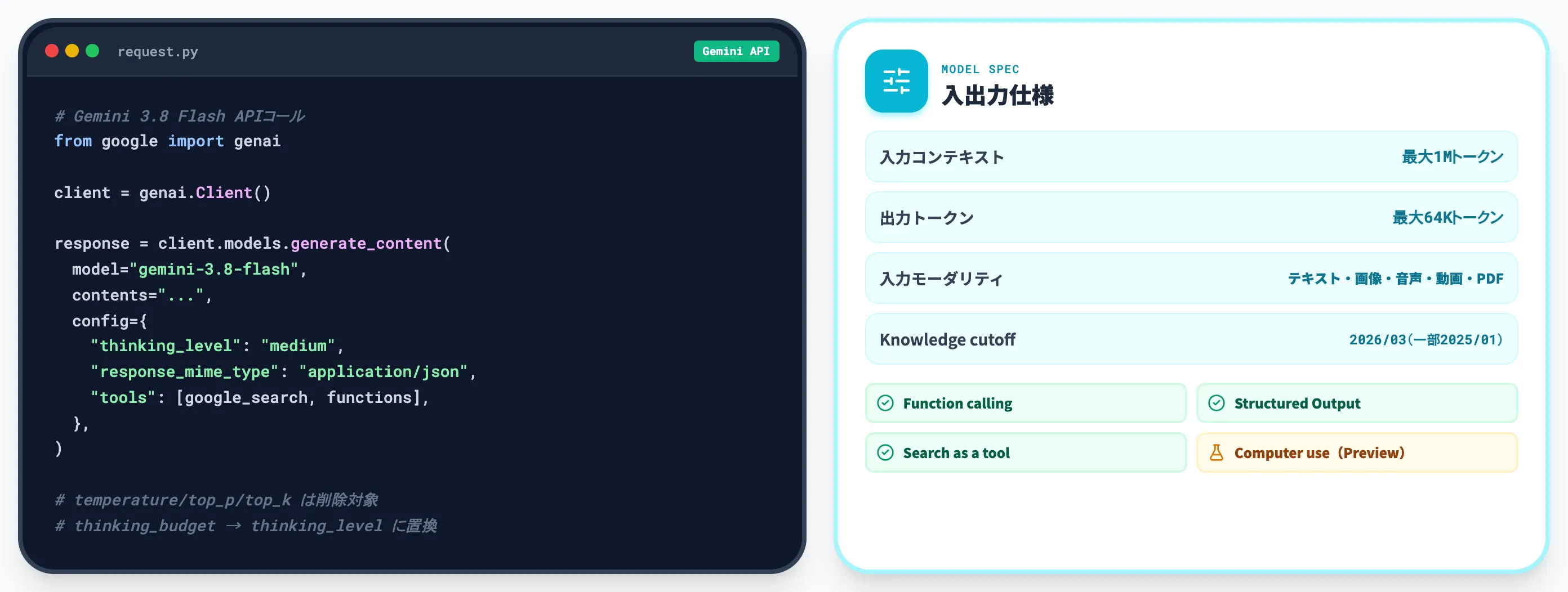 gemini-3.8-flashの入出力仕様