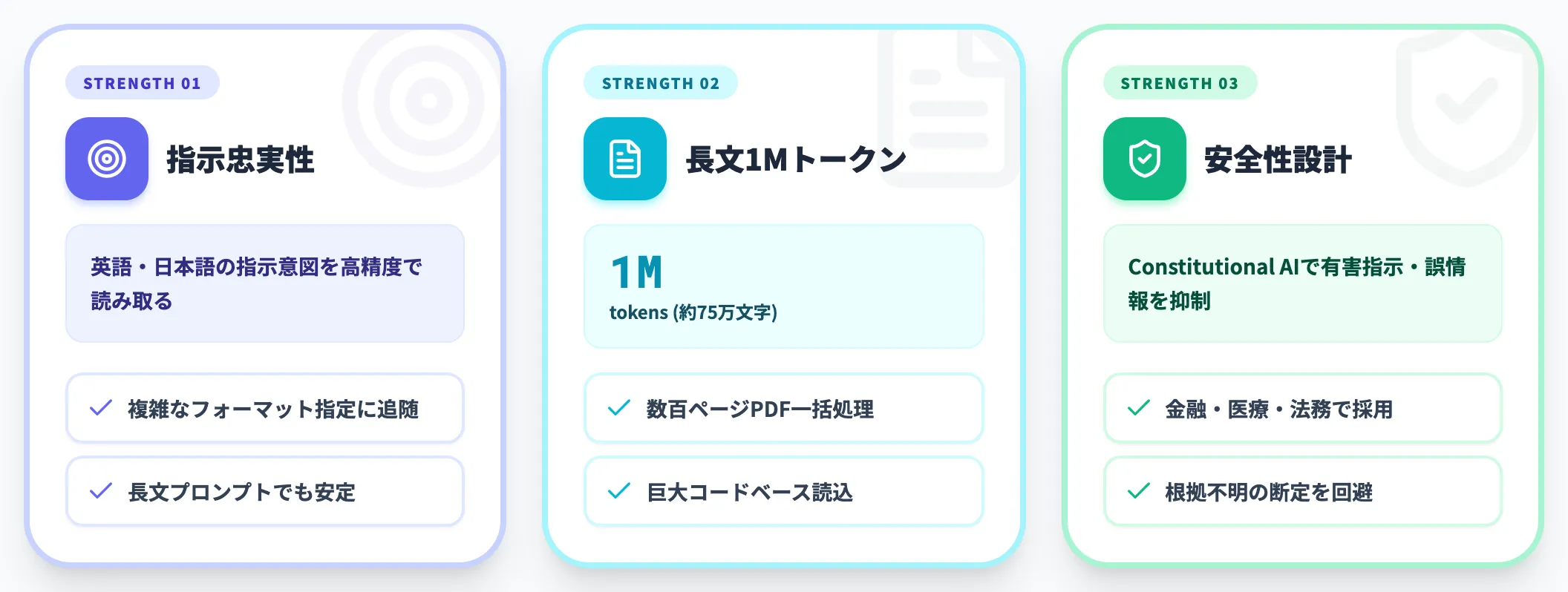 Claudeの3つの代表的な特徴